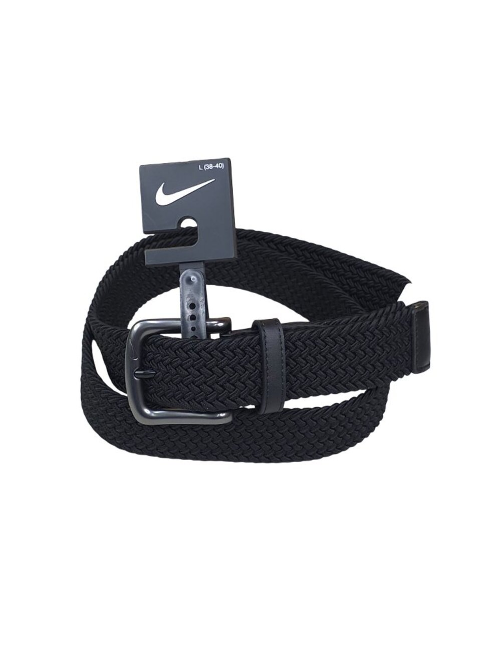 Nike Braided Woven Stretch Golf Belt L 38-40 Metal Buckle Black Comfortable